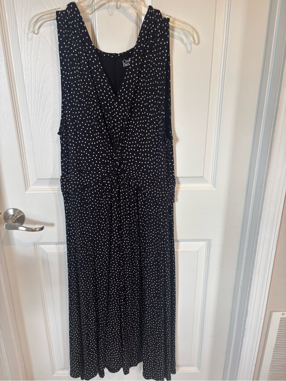 croft & barrow Black with White Polka Dot Sleeveless Maxi Dress